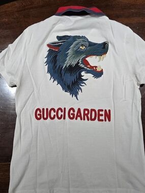 Gucci Garden Embroidered Wold Polo Shirt